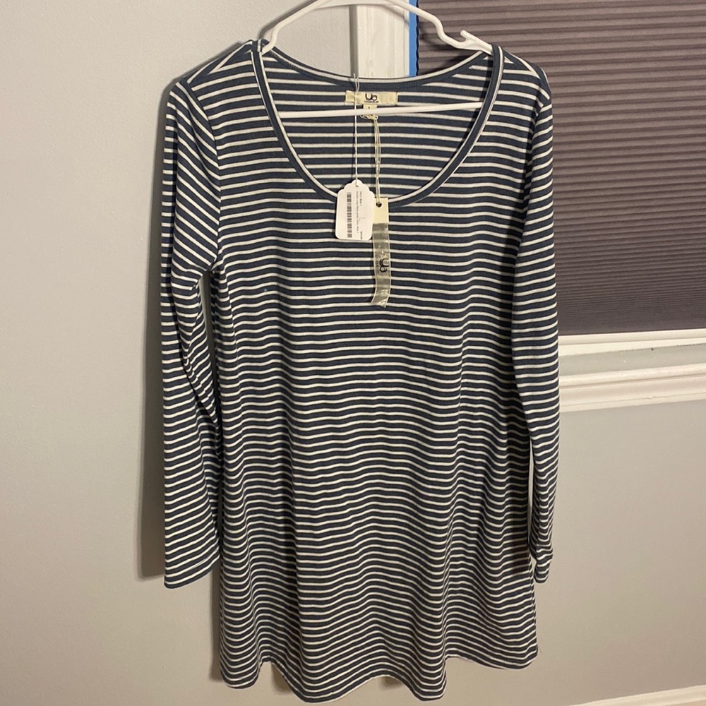 Stripped Long Sleeve Jersey Dress Size Large